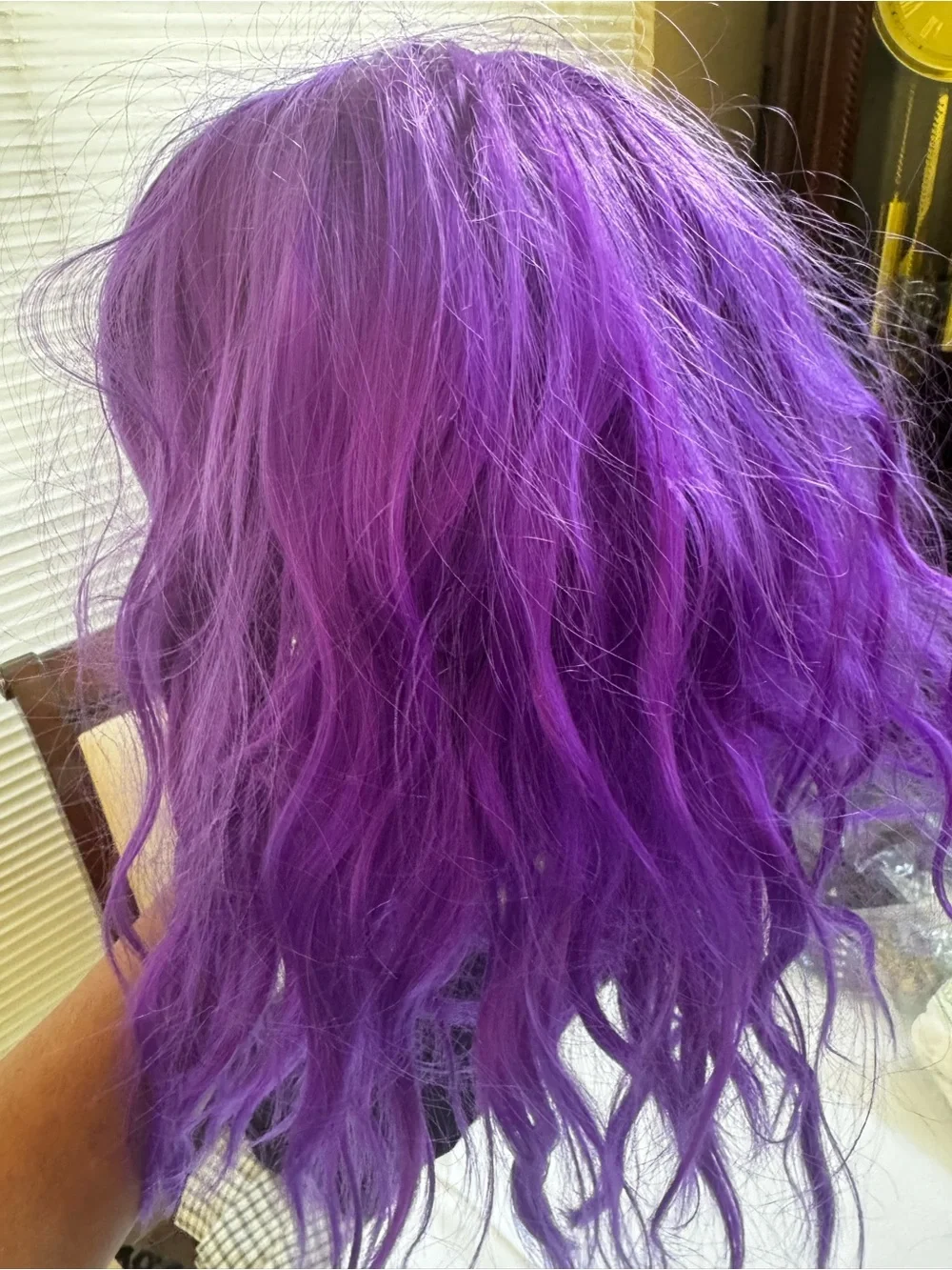 2Vibrant Purple Women's Synthetic Wig - Sleek Bob with Bangs